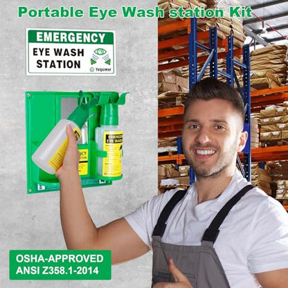 Portable Eyewash Station OSHA-Approved - Upgraded Emergency Eye Wash Bottles Flush Kit Clean Both Eyes Simultaneously Wall Mounted 16oz （No Solution） - color: 1Pcs