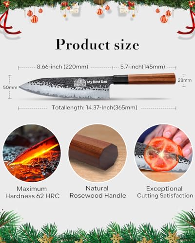 FAMCÜTE Custom 8'' Japanese Knife with Sandalwood Box Gifts for Men/Women - size: 8" Customize Japanese Knife