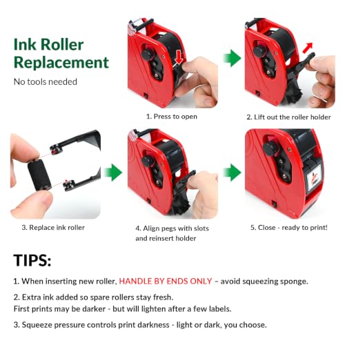 NATURALABEL 1-Line 8-Digit Price Gun Kit (Model NT5500, Red) - color: Red
