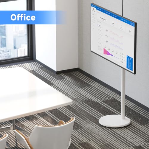 Suptek Mobile Cart for 13-42" Displays, Adjustable Rolling TV Stand with VESA Mount, Compatible with Touch Screen Monitor and Portable TV, White (ML1332BW)