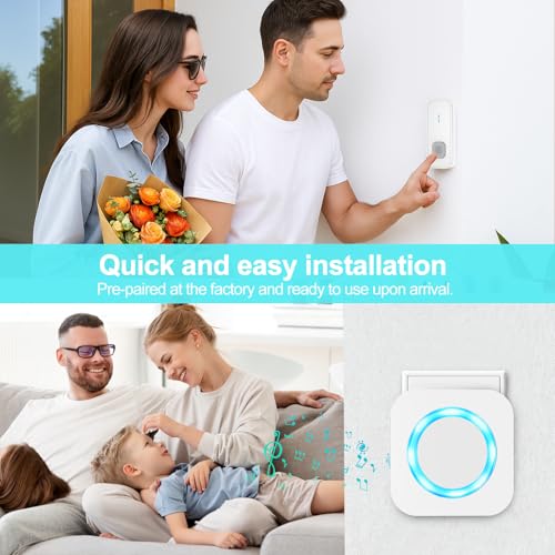 SURFOU Wireless Doorbell 1 Button 2 Receivers, 1300ft for Home/Classroom