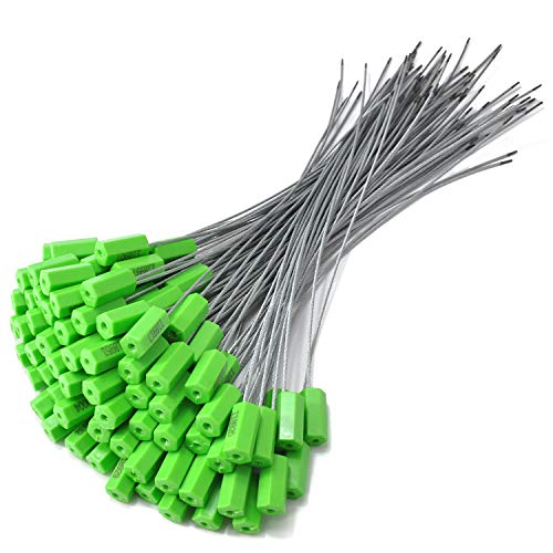 500pcs Security Marking Cable Seals Tamper Proof Steel Wire Seal Numbered Shipping Seals Disposable Pull Tight Self-Locking Cable Seal Truck, Cargo, Containers Seal Ties Straps (Green, 500pcs) - color: Green, size: 500pcs