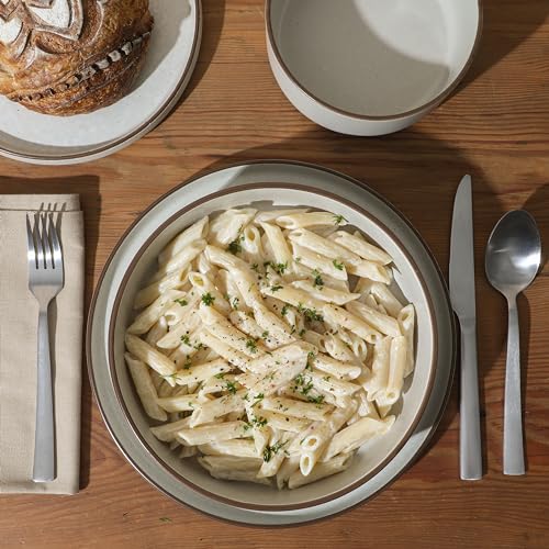 Gibson Elite Gelston Stoneware Matte Reactive Glaze 16 Piece (Service for 4) Plates and Bowl Dinnerware Set - Cream - color: Cream White (Gelston)