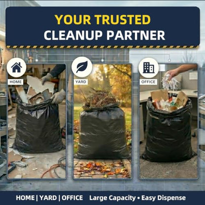 55-60 Gallon Garbage Bags,60pack 38"x53" Heavy Duty Trash Bags,2.2mil,Black Contractor Trash Bag for Kitchen, Industrial, Lawn, Commercial Use, Strong Tall Kitchen Trash Bags