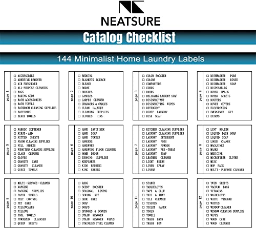 Neatsure 144 Minimalist Laundry Labels for Organizing, Preprinted Stickers Booklet for Jars, Containers and Storage Bins, Cleaning Labels for Laundry Room Organization… - style: Laundry Labels