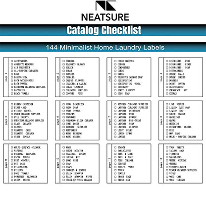 Neatsure 144 Minimalist Laundry Labels for Organizing, Preprinted Stickers Booklet for Jars, Containers and Storage Bins, Cleaning Labels for Laundry Room Organization… - style: Laundry Labels
