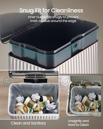 SONGMICS Trash Can, 13 Gallon (50 L), Stainless Steel, with Lid, Pedal - color: Metallic Silver, size: 13 Gallon
