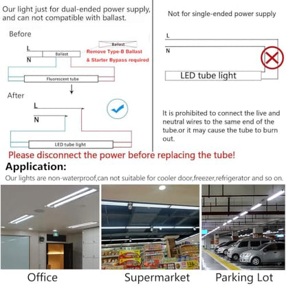R17D T8 LED Tube Lights, F60T12 HO Fluorescent Replacement, 10-Pack