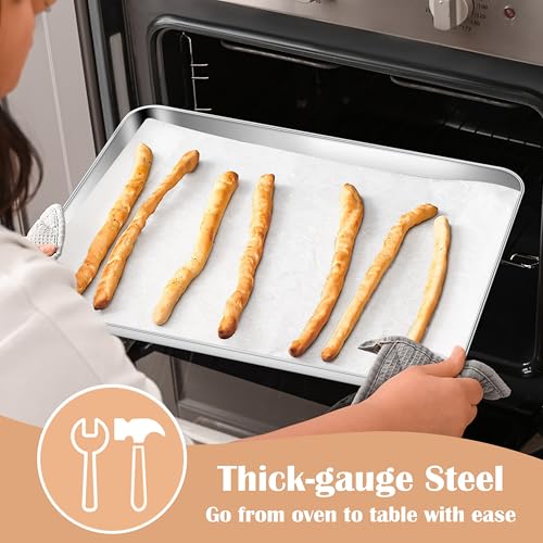 E-far Stainless Steel Baking Sheet Set of 2, 16” x12” x 1” Cookie Sheet Pan - size: 16"x 12"