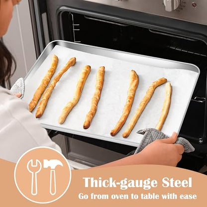 E-far Stainless Steel Baking Sheet Set of 2, 16” x12” x 1” Cookie Sheet Pan - size: 16"x 12"