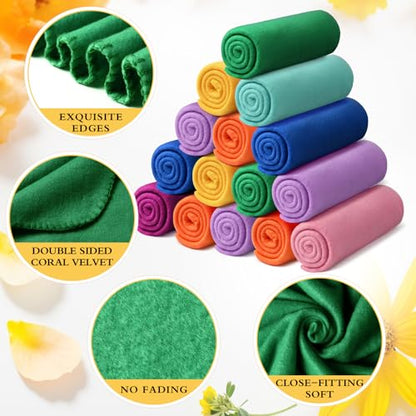 Kinlop 40 Packs Throw Blanket Bulk 60 x 50 Inch Fleece Throw Soft Blankets Warm Cozy Lightweight Plush Blanket for Bed Couch Sofa Pet Office Wedding Gifts Travel Camping (Stylish Color) - color: Stylish Color