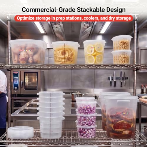 2 Pack 6QT Commercial Round Food Storage Containers with Lids - size: 2 X 6.0(QT)