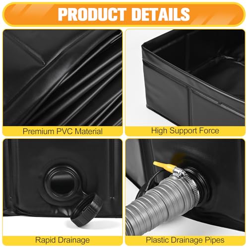 Upgraded Portable Shower Pan 41"x41"x5" - Heavy-Duty Non-Slip Base with Drain Hole & Mesh Storage Bag | Collapsible Camp Shower Tray for RV, Beach, Glamping | Leakproof Outdoor Bath Floor