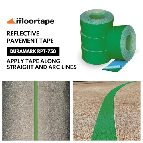 DuraMark RPT-750 Reflective Pavement Marking Tape, Green, 3 in x 18 ft - color: Green, size: 3 Inch x 18 Ft