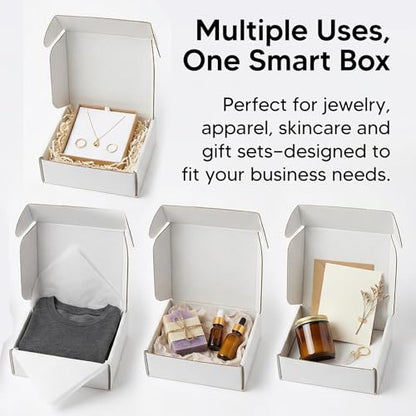 Mailer Boxes Bulk Sale 50 PCS – Shipping Cartons for Small Business - 9x9x4 - White/White - 50 Pack - size: 9x9x4