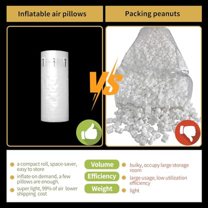 Packing Air Pillows for Shipping 300 Count Inflatable Packaging Air Bags with Pump, Purse Fillers for Shape Space Saving Air Cushion Package Alternative to Packing Peanuts, 3.54'' x 7.87'' - size: 3.54" x 7.87" (300 Count)