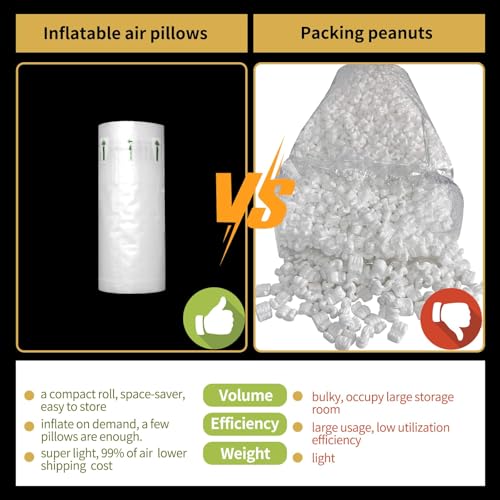 Air Pillows for Shipping 600 Count Inflatable Air Pockets Packaging Air Bags Cushioning Material, Box Filler Purse Stuffing to Keep Shape Alternative to Packing Peanuts 3.54'' x 7.87'' - size: 3.54" x 7.87" (600 Count)