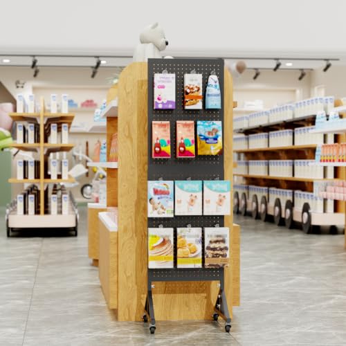 Metal Pegboard Display Stand 1.5 x 5.5 Feet, Adjustable Height with 40 Peg Board Hooks and Wheels, pegboard Display Rack, Craft Display Rack, Retail Display Rack, Garage Peg Board - size: 1.5*5.5