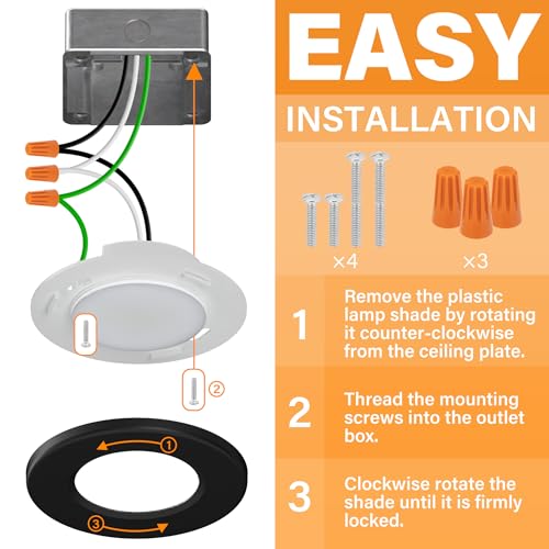 4 Inch LED Mini Surface Mount Light, Recessed Trim, Small Flush Mount Ceiling Light for Hallway, Bathroom, Kitchen, 120V, 60W Replacement, 5CCT Selectable, ETL, Wet Rated, Black/2 Packs - color: Black, size: 2 Packs