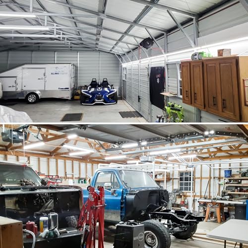 2-Pack 4FT T8 LED Shop Light, 42W 6300LM 5000K Daylight, Linkable with Plug Shop Lights for Garage Ceiling Workshop Commercial Lighting
