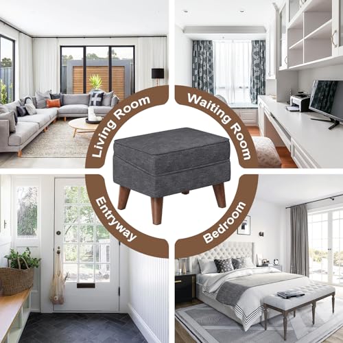 FAGAGA Small Footstool Ottoman with Adjustable Lid, Storage Ottoman - color: Light Gray, size: 11.8"D x 15.8"W x 11.3"H