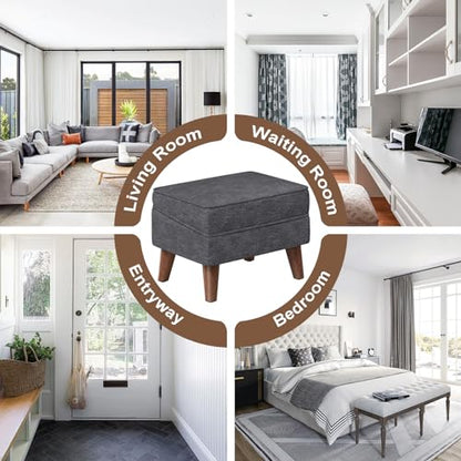 FAGAGA Small Footstool Ottoman with Adjustable Lid, Storage Ottoman - color: Light Gray, size: 11.8"D x 15.8"W x 11.3"H