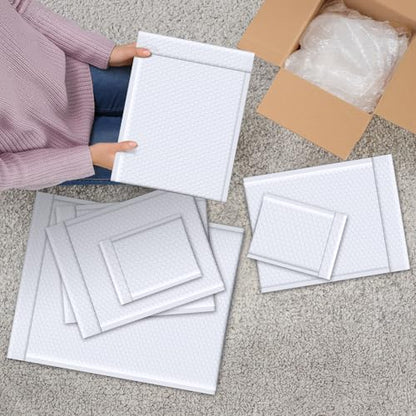 Fuxury Bubble Mailers 5x8.6" 50 Pack White Waterproof Padded Envelopes - color: White, size: 5x8.6" 50PC