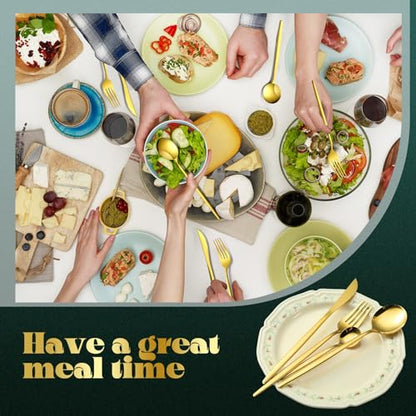 Yaomiao 400 Pcs Gold Stainless Steel Silverware Flatware Set for 100 Guest