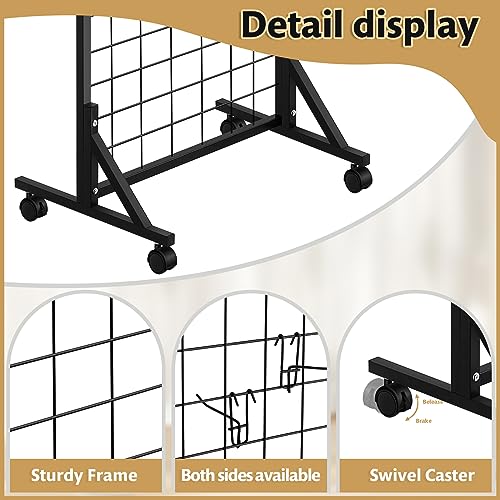 Blulu 4 Pcs 2' x 6' Grid Wall Panels with T-Base, Freestanding Gridwall Rack for Vendor Events, Craft Shows, Retail Booths, Sports Jersey, T-Shirt and Merchandise Display (Black) - color: Black