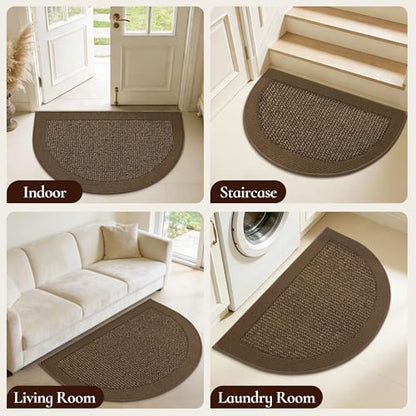 Dirt Trapper Door Mats 32" x 48", Non-Slip & Washable, Brown - color: Brown, size: 32" X 48" (Semicircular)