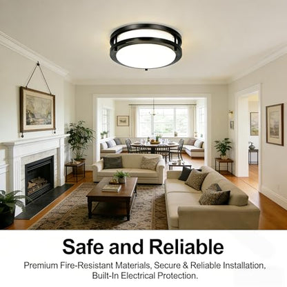 36W LED Flush Mount Ceiling Light Fixture, 400W Equivalent, 5000K Daylight - color: Black, size: 36W