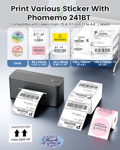 Phomemo Bluetooth Shipping Label Printer,241BT Label Printer & 20Pcs Labels - color: Gray