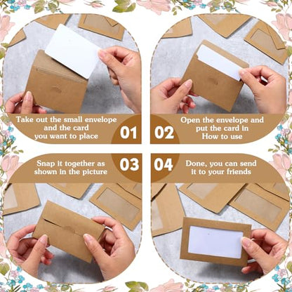 120Pcs Window Gift Card Envelopes Tuck Flap Closure Mini Envelopes