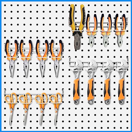 Coume 4 Pcs Pegboard Tool Holder Hooks for Screwdriver Pliers, White - color: White
