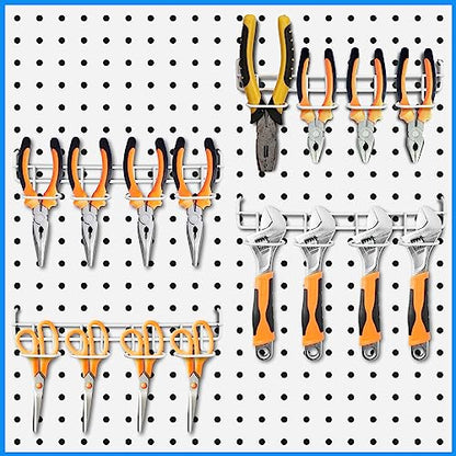 Coume 4 Pcs Pegboard Tool Holder Hooks for Screwdriver Pliers, White - color: White