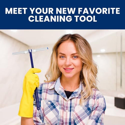 Extendable Shower Squeegee with 180-Degree Rotating Blade for Push/Pull Use – Ergonomic Cleaning Tool for Showers, Glass Doors, and Windows – 16'' to 28'' Handle for Strain-Free Cleaning