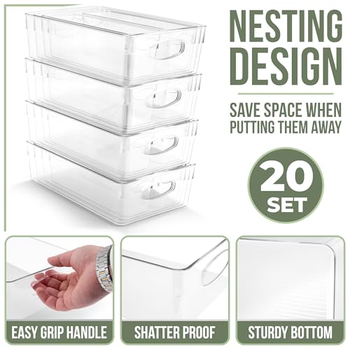 Sorbus Fridge Organizers and Storage, Clear Bins (20 Pack) - size: Small/Medium/Large/XL, style: 20 Pack