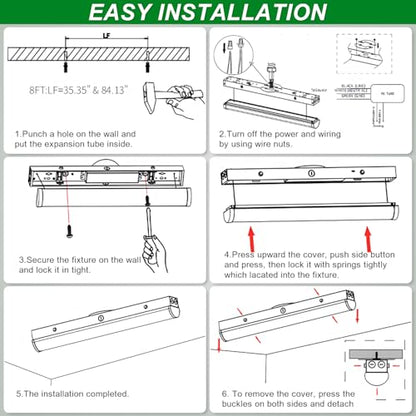 OSTEK LED Shop Light 4FT 3CCT Suspended Linear Channel Strip Lights Fixture - color: 3500K/4000K/5000K 3CCT Selectable