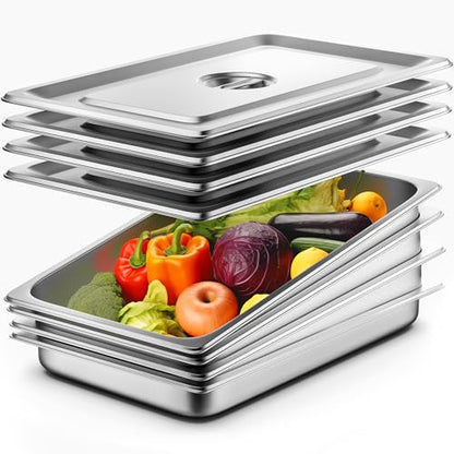 ZeroPone Hotel Pans with Lids, 4 Pack Full Size, 2.5" Deep - color: 2.5" Deep 4 Pack, size: 1/1 Size