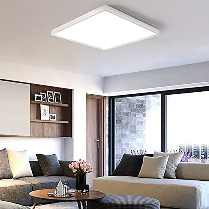 LED Flush Mount Ceiling Light Fixture, 6000K Cool White, 12inch 24W, 3200LM, Slim Flat Panel Lighting Fixture, Square Modern Ceiling Lamp for Bedroom, Kitchen, Living Room, Closet, Stairwell - color: Cool White, size: Square-White