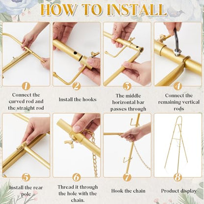 42"-63" Adjustable Gold Easel Stand for Wedding Sign Heavy Duty Metal Easel - color: Gold, size: 42"-63", style: Classic