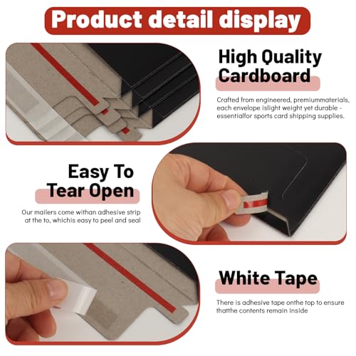 110 Pack Black Trading Card Envelopes, 7x 4.35 Inch Self-Adhesive Card Mailer Envelopes Perfect for Semi-Rigid Sleeves, Trading Card Mailing Supplies - color: Black-110 Pack