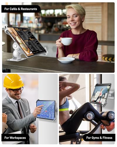 AboveTEK Tablet Wall Mount -360° Rotation iPad Wall Holder for Retail & Business, Anti Theft iPads Stand Fits 7"-11" Tablets Including iPad Pro/Air/Mini, Galaxy Tab - Security Lock & Key - (Silver) - color: Silver