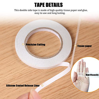 Double Sided Tape for Crafts, Double-Sided Tape for Arts, Scrapbook Supplies, Photography, Gifts Box, Scrapbooking, Card Making, Paper Backing, Tear-by-Hand, 6 Roll Heavy Duty Multi-Size Adhesive Tape - size: 3 mm, 5 mm, 8 mm, 10 mm, 12 mm, 15 mm