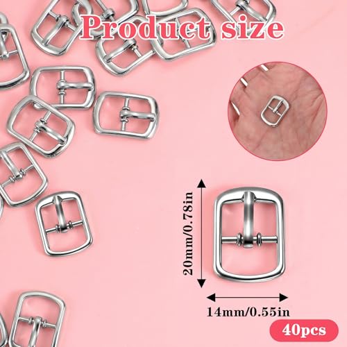 Andibro 40 Pack Metal Single Prong Pin, Shoes Center Bar Buckles Roller Buckle for Shoes Belts Bags Leather Crafts