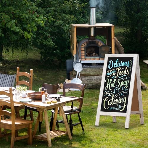4 THOUGHT A-Frame Double-Sided Magnetic Chalkboard 40"x20", Rustic White - color: Rustic White
