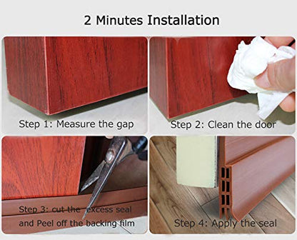 Door Draft Stopper & Seal - Under Door Sweep, Soundproof Weather Stripping, 2" W x 39" L (Clear) - color: Clear1