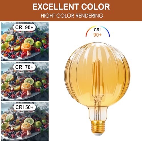 4W Filament 2700K Warm Lights,Non-Dimmable E26 Lamp Base,1-Pack - color: Golden Melon Warm White(non-dimmable)