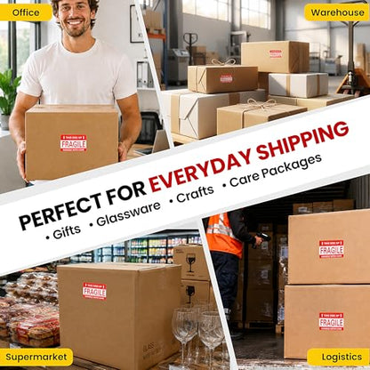 3 × 2 Inch Fragile Stickers Waterproof This Side Up Stickers Strong Adhesive Fragile Labels for Shipping Moving (300 PCS, 1 Roll) - size: 3" × 2", style: 1 Roll-300 PCS This Side Up