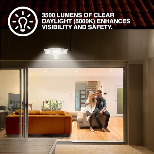 Sylvania 23W Security LED Light with Motion Sensor, Hardwired, 3500 LMS, Wet Rated, 5000K, Daylight - 1 Pack (67425) - color: White, style: 23W Motion Sensor